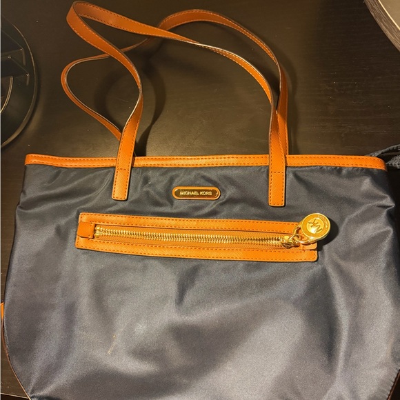 Michael Kors Handbags - Michael Kors Dark Blue and Brown Tote